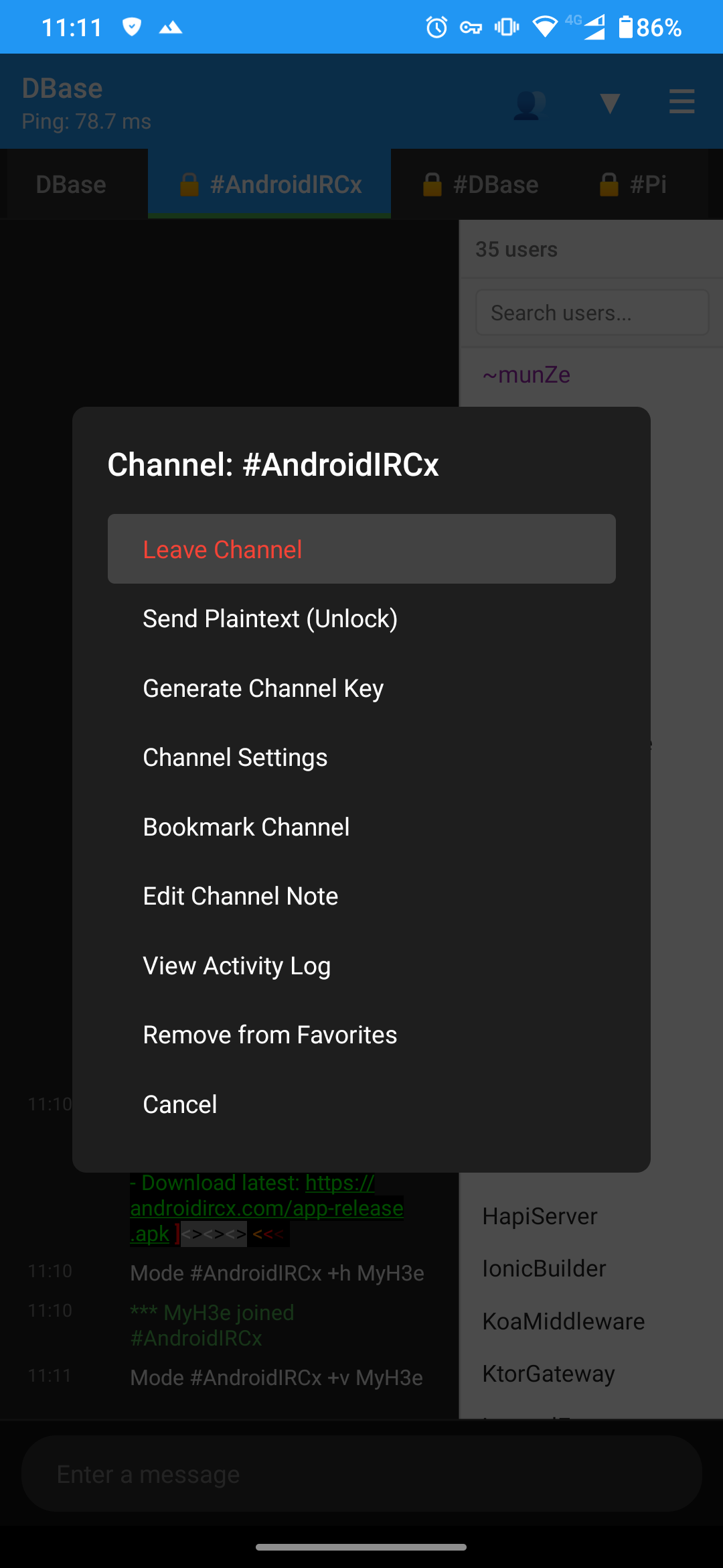 AndroidIRCx Screenshot 8